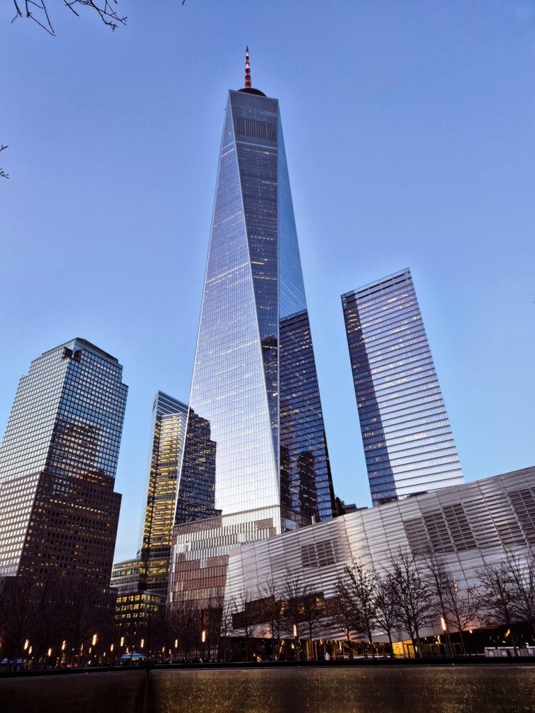 Freedom Tower (One WTC) from Ground Zero, NYC USA
